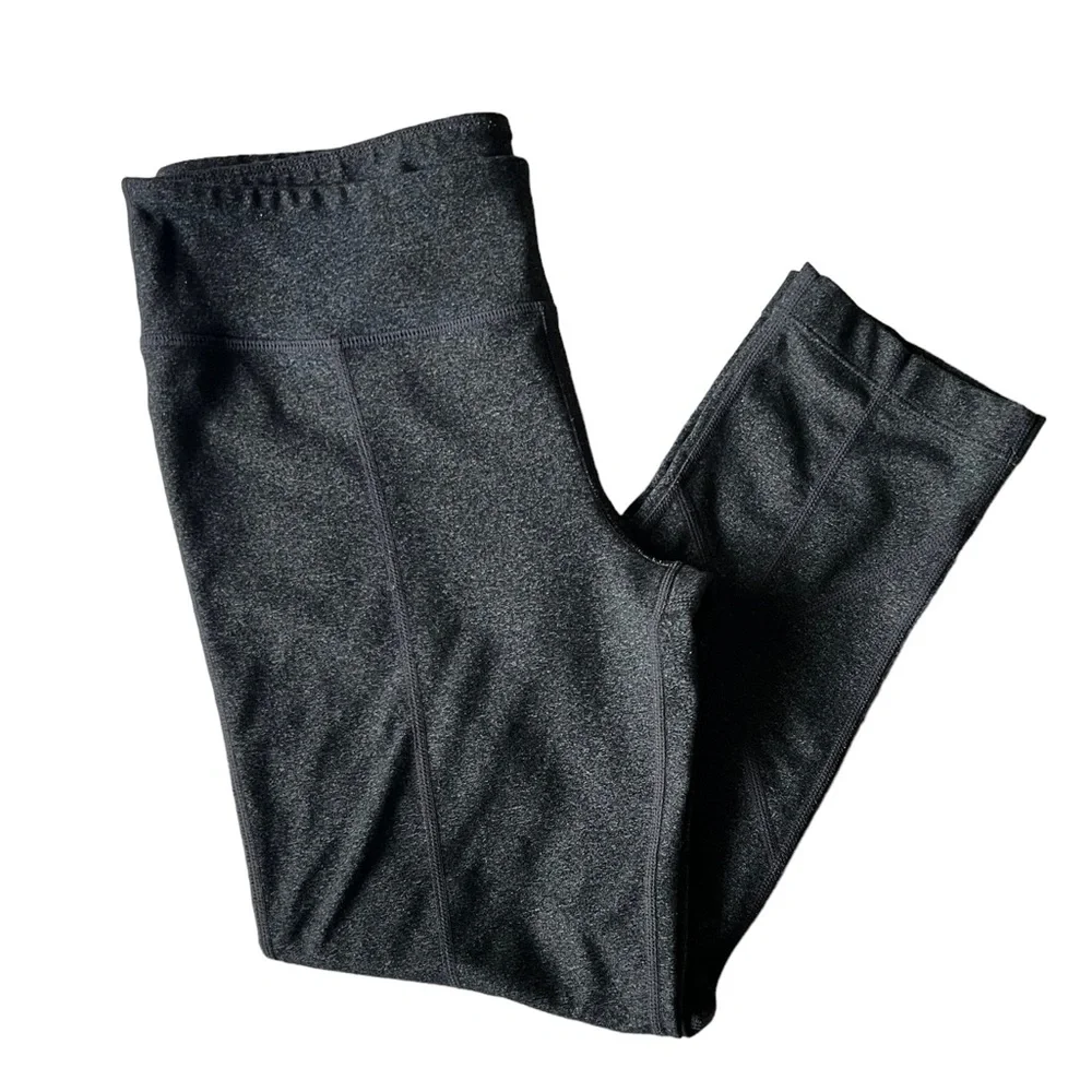 Prana Leggings Cropped Gray Crisscross Seams Size Medium - Picture 6 of 12
